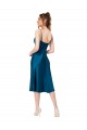 Blu Pavone Linea A Scollatura a V Midi Raso Setoso Corto Abiti da damigella donore / Abiti da ballo / Abiti da cocktail Basso Prezzo