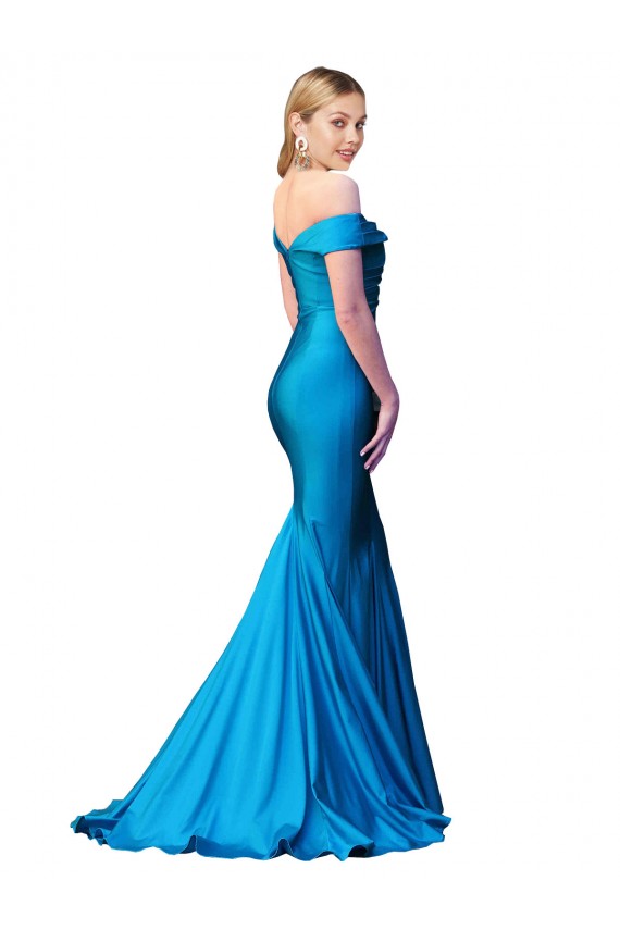 Blu Pavone Stile sirena Raso Lunga Formali Abiti da damigella donore / Abiti da sera / Abiti da ballo Basso Prezzo