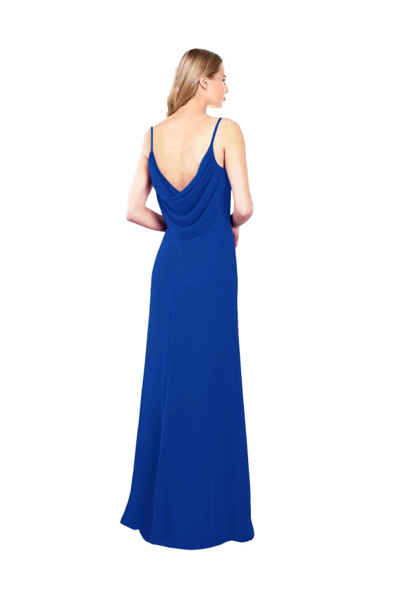 Blu Reale Linea A Innamorato Chiffona Lunga Abiti da damigella donore Basso Prezzo