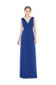 Blu Reale Linea A Scollatura a V Chiffona Lunga Abiti da damigella donore Basso Prezzo