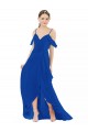 Blu Reale Linea A Scollatura a V Chiffona Lunga Abiti da damigella donore Basso Prezzo
