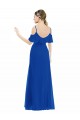 Blu Reale Linea A Scollatura a V Chiffona Lunga Abiti da damigella donore Basso Prezzo