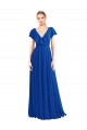Blu Reale Linea A Scollatura a V Chiffona Lunga Abiti da damigella donore Basso Prezzo