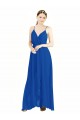 Blu Reale Linea A Sottili Scollatura a V Chiffona Lunga Abiti da damigella donore Basso Prezzo