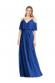 Blu Reale Linea A Sottili Scollatura a V Chiffona Lunga Abiti da damigella donore Basso Prezzo