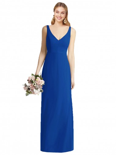 Blu Reale Stile sirena Innamorato Chiffona Lunga Abiti da damigella donore Basso Prezzo