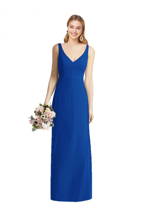 Blu Reale Stile sirena Innamorato Chiffona Lunga Abiti da damigella donore Basso Prezzo