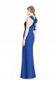 Blu Reale Tromba Capestro Alto Collo Chiffona Lunga Abiti da damigella donore Basso Prezzo