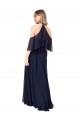Blu marino scuro Linea A Capestro Alto Collo Chiffona Lunga Abiti da damigella donore Basso Prezzo