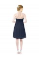 Blu marino scuro Linea A Innamorato Al ginocchio Chiffona Corto Abiti da damigella donore / Abiti da cocktail Basso Prezzo
