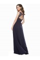 Blu marino scuro Linea A Scollatura a V Chiffona Pizzo Lunga Abiti da damigella donore Basso Prezzo