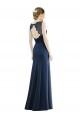 Blu marino scuro Stile sirena Illusione Chiffona Pizzo Lunga Abiti da damigella donore Basso Prezzo