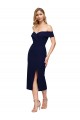Blu marino scuro Stile sirena Midi Crespo Elastico Corto Abiti da damigella donore / Abiti da sera / Abiti da cocktail Basso Prezzo