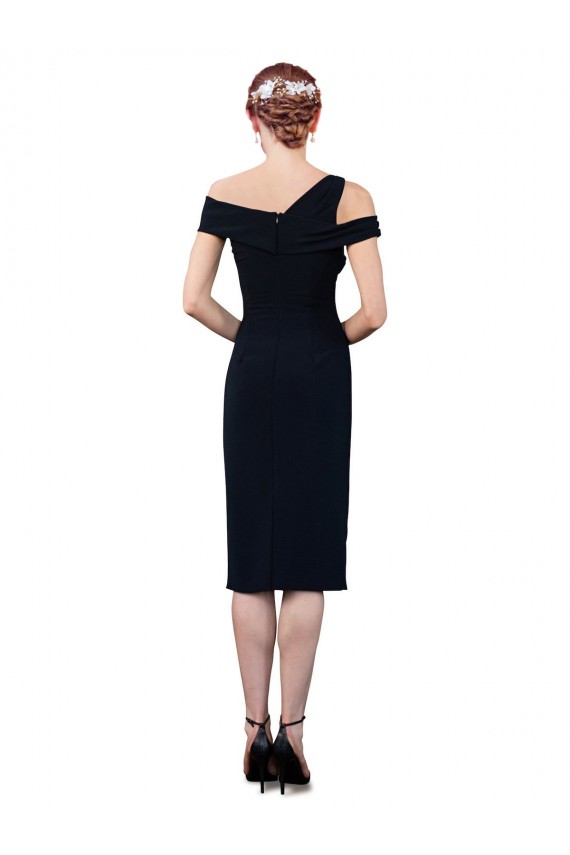 Blu marino scuro Stile sirena cocktail Crespo Elastico Corto Abiti da damigella donore / Abiti da sera / Abiti da cocktail Basso Prezzo