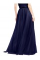 Blu navy 21 Linea A Capestro Alto Collo Tulle Lunga Abiti da damigella donore Basso Prezzo