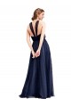 Blu navy 21 Linea A Capestro Tulle Lunga Abiti da damigella donore Basso Prezzo