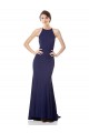 Blu navy Stile sirena Capestro Alto Collo Crespo Elastico Lunga Formali Abiti da damigella donore / Abiti da sera / Abiti da ballo Basso Prezzo