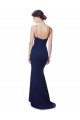 Blu navy Stile sirena Sottili Alto Collo Crespo Elastico Lunga Formali Abiti da damigella donore / Abiti da sera / Abiti da ballo Basso Prezzo