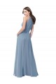 Blu polveroso Linea A Capestro Alto Collo Chiffona Lunga Abiti da damigella donore Basso Prezzo