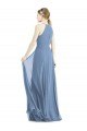 Blu polveroso Linea A Capestro Chiffona Lunga Abiti da damigella donore Basso Prezzo