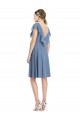 Blu polveroso Linea A Scollatura a V Al ginocchio cocktail Chiffona Corto Abiti da damigella donore Basso Prezzo
