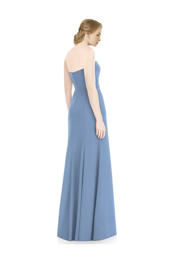 Blu polveroso Stile sirena Innamorato Chiffona Lunga Abiti da damigella donore Basso Prezzo