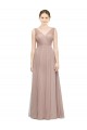 Blush Linea A Scollatura a V Tulle Lunga Abiti da damigella donore Basso Prezzo