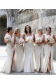 Champagne Linea A Scollatura a V Chiffona Lunga Abiti da damigella donore Basso Prezzo