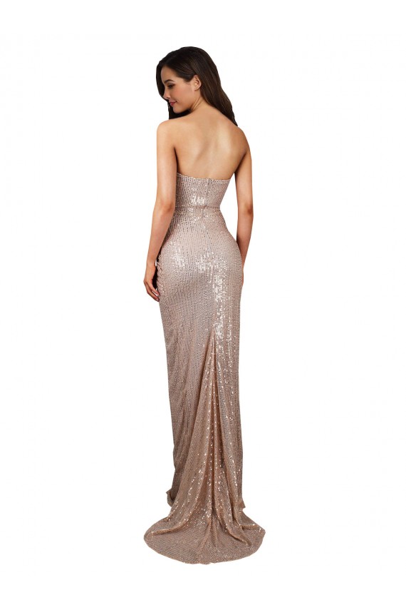 Champagne Stile sirena Scoop Paillettes Lunga Formali Abiti da damigella donore / Abiti da sera / Abiti da ballo Basso Prezzo