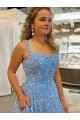 Colore Mostrato Linea A Scoop Paillettes Velluto Lunga Abiti da ballo Basso Prezzo