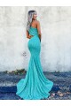 Colore Mostrato Stile sirena Una spalla Sweep treno Paillettes Velluto Lunga Abiti da ballo Basso Prezzo
