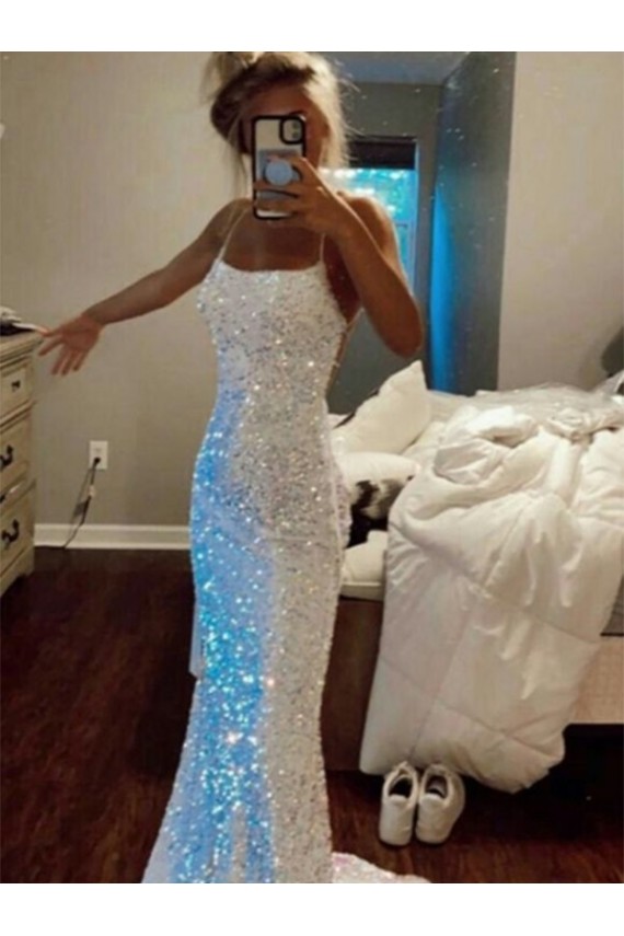 Colore Mostrato Tubino Sottili Sweep treno Paillettes Velluto Lunga Abiti da ballo Basso Prezzo