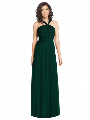 Evergreen Linea A Capestro Chiffona Lunga Abiti da damigella donore Basso Prezzo