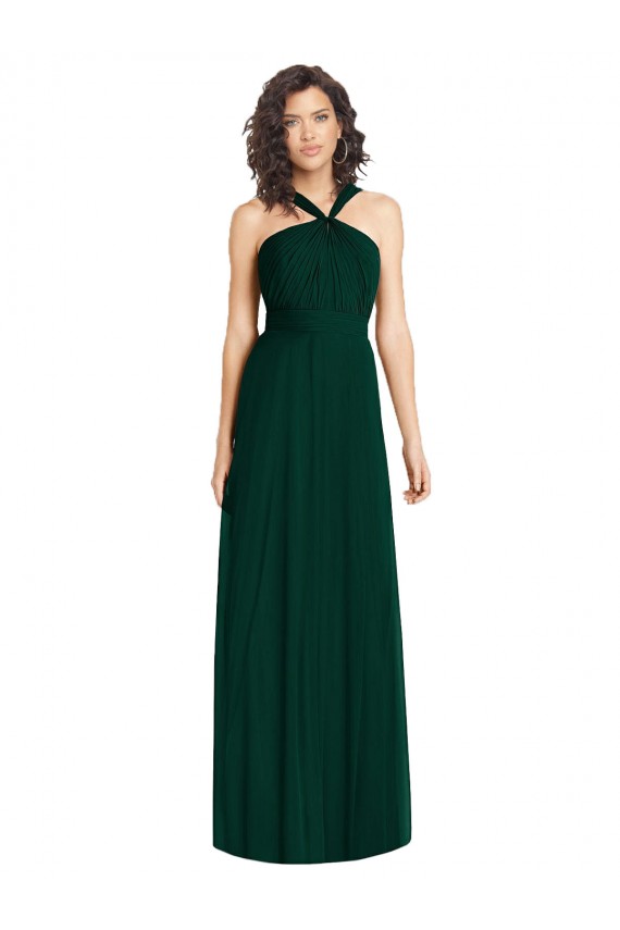 Evergreen Linea A Capestro Chiffona Lunga Abiti da damigella donore Basso Prezzo