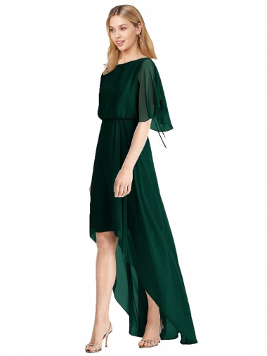 Evergreen Linea A Girocollo Chiffona Lunga Abiti da damigella donore Basso Prezzo