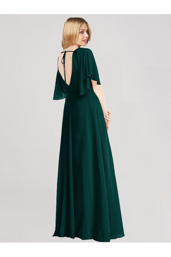 Evergreen Linea A Girocollo Chiffona Lunga Abiti da damigella donore Basso Prezzo