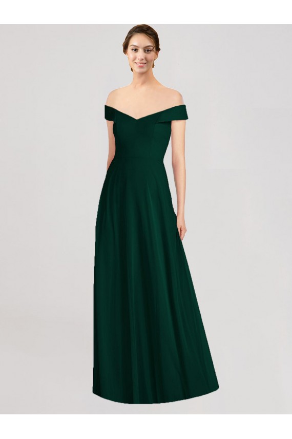 Evergreen Linea A Scollatura a V Chiffona Lunga Abiti da damigella donore Basso Prezzo