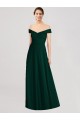 Evergreen Linea A Scollatura a V Chiffona Lunga Abiti da damigella donore Basso Prezzo