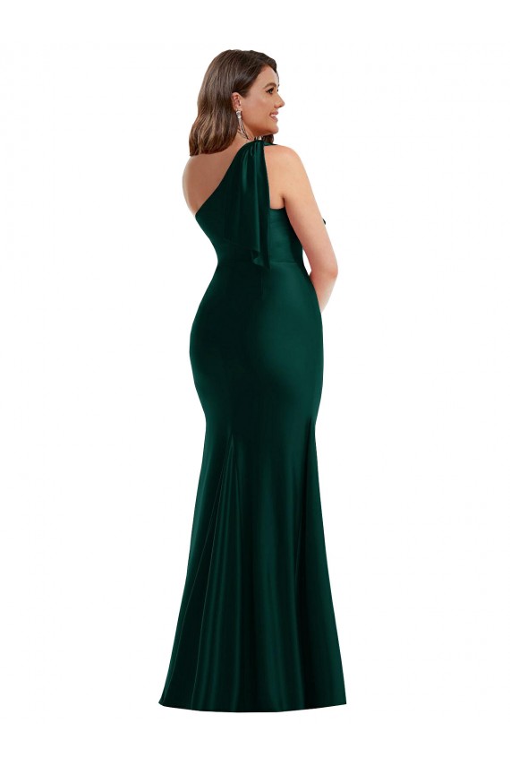 Evergreen Stile sirena Una spalla Raso Setoso Lunga Formali Abiti da damigella donore / Abiti da sera / Abiti da ballo Basso Prezzo