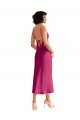Fucsia Linea A Scollatura a V Midi Raso Elastico Corto Abiti da damigella donore / Abiti da sera / Abiti da cocktail Basso Prezzo