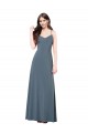 Grigio ardesia Linea A Scollatura a V Spandex Lunga Abiti da damigella donore / Abiti da ballo Basso Prezzo