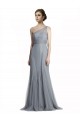 Grigio ardesia Stile sirena Una spalla Tulle Lunga Abiti da damigella donore Basso Prezzo