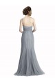 Grigio ardesia Stile sirena Una spalla Tulle Lunga Abiti da damigella donore Basso Prezzo