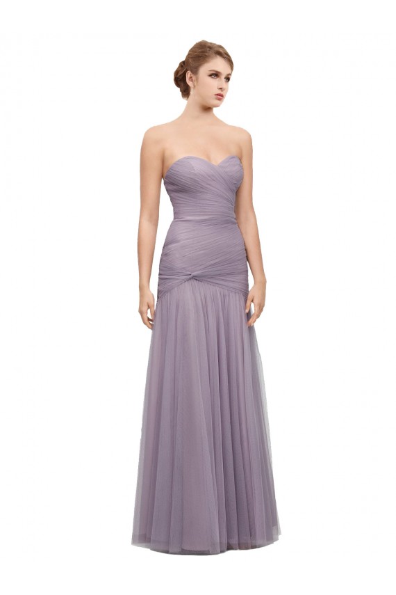 Heather Stile sirena Innamorato Tulle Lunga Abiti da damigella donore Basso Prezzo