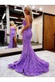 Lavanda Linea A Innamorato Paillettes Velluto Lunga Abiti da ballo Basso Prezzo