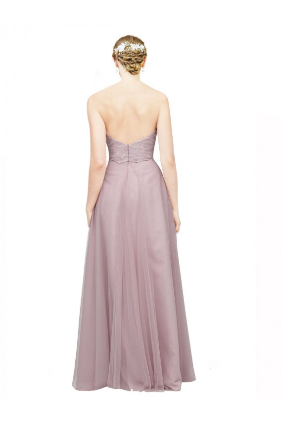 Light Lilac Linea A Innamorato Tulle Pizzo Lunga Abiti da damigella donore Basso Prezzo