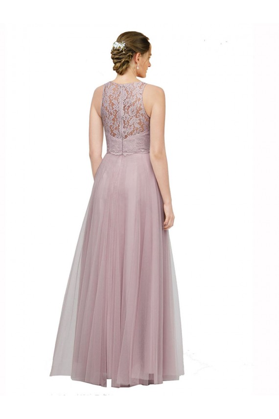 Light Lilac Linea A Innamorato Tulle Pizzo Lunga Abiti da damigella donore Basso Prezzo