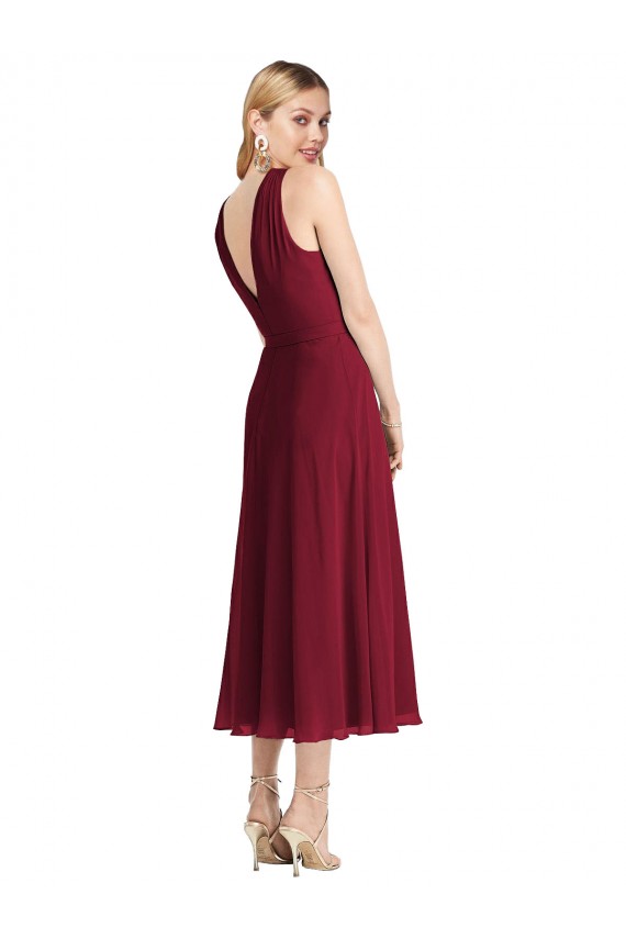 Lilla Linea A Capestro Chiffona Corto Abiti da damigella donore / Abiti da cocktail Basso Prezzo