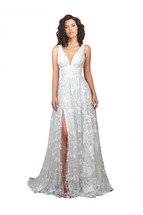 Linea A Scollatura a V Pizzo Abiti da sposa Basso Prezzo