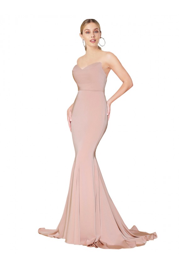 Malva Stile sirena Innamorato Alto Collo Crespo Elastico Lunga Formali Abiti da damigella donore / Abiti da sera / Abiti da ballo Basso Prezzo